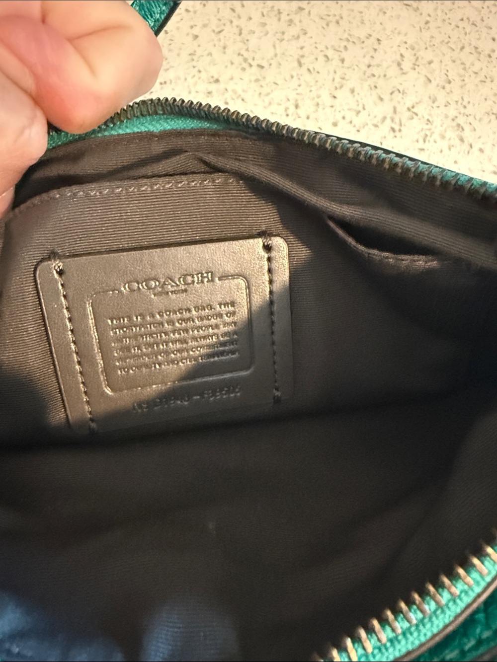 Coach Metallic Teal Leather Crossbody Bag - Picture 3 of 6